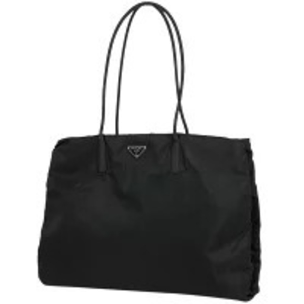 Prada plate tote bag handbag shoulder black nero
